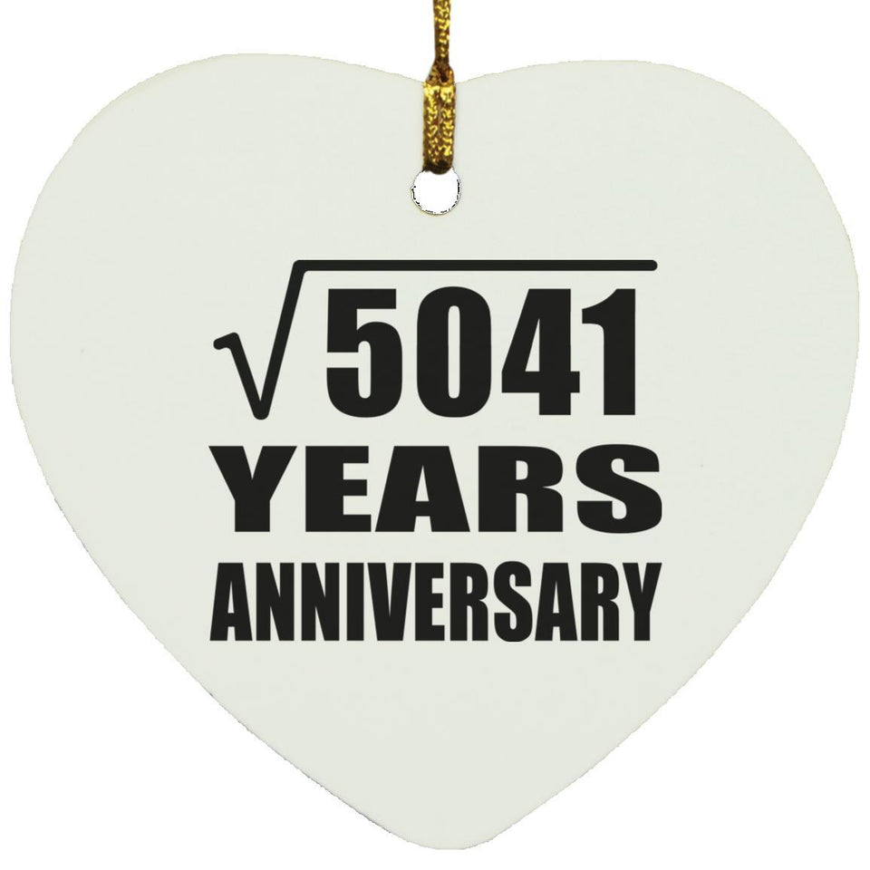 71st Anniversary Square Root of 5041 Years Anniversary - Heart Ornament