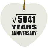 71st Anniversary Square Root of 5041 Years Anniversary - Heart Ornament