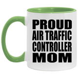 Proud Air Traffic Controller Mom - 11oz Accent Mug Green