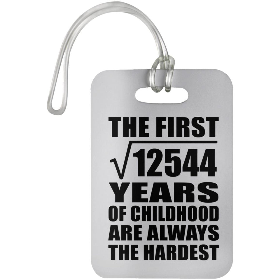 112th Birthday Square Root of 12544 Years of Childhood - Luggage Bag Tag