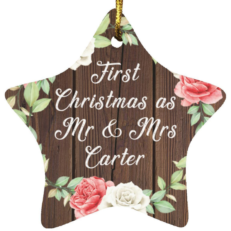 First Christmas As Mr & Mrs Carter - Star Ornament A