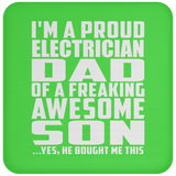 Proud Electrician Dad Of Awesome Son - Drink Coaster