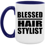 Blessed Hair Stylist - 15oz Accent Mug Purple