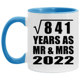 29th Anniversary Square Root of 841 Years As Mr & Mrs 2022 - 11oz Accent Mug Blue