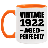 102nd Birthday Vintage 1922 Aged Perfectly - 11oz Accent Mug Orange