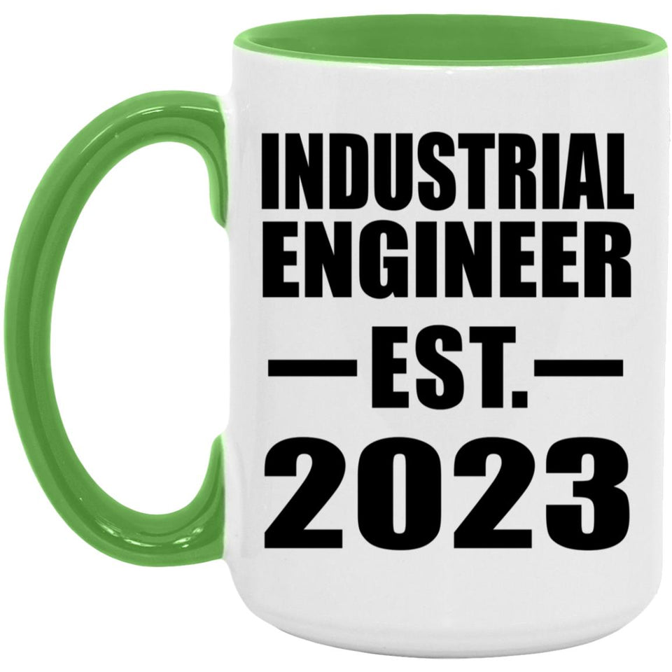Industrial Engineer Established EST. 2023 - 15oz Accent Mug Green