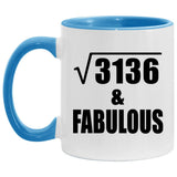 56th Birthday Square Root of 3136 & Fabulous - 11oz Accent Mug Blue