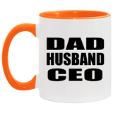 Dad Husband CEO - 11oz Accent Mug Orange