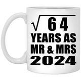 8th Anniversary Square Root of 64 Years As Mr & Mrs 2024 - 11oz Coffee Mug
