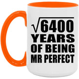 80th Anniversary Square Root of 6400 Years of Mr Perfect - 15oz Accent Mug Orange