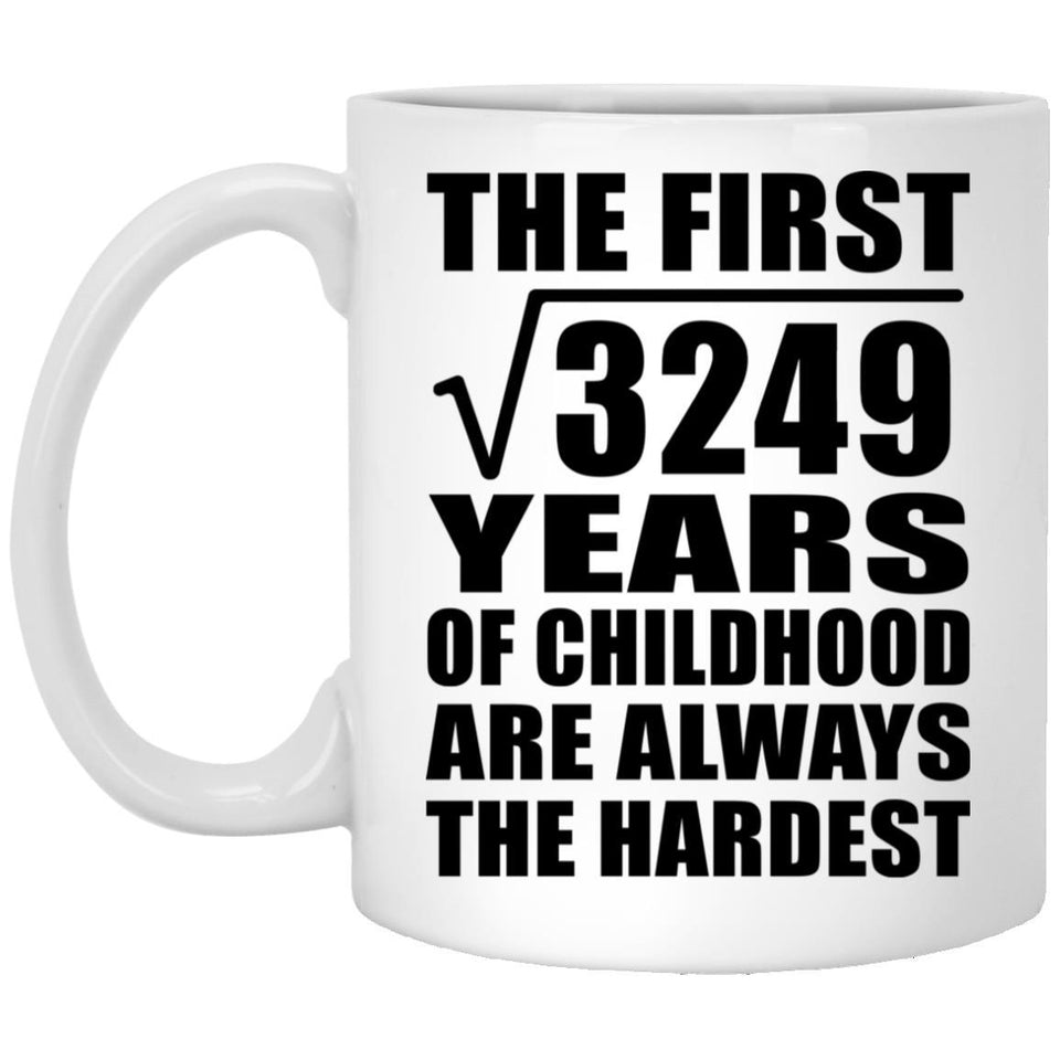 57th Birthday Square Root of 3249 Years of Childhood - 11oz Coffee Mug