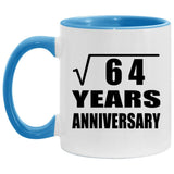 8th Anniversary Square Root of 64 Years Anniversary - 11oz Accent Mug Blue