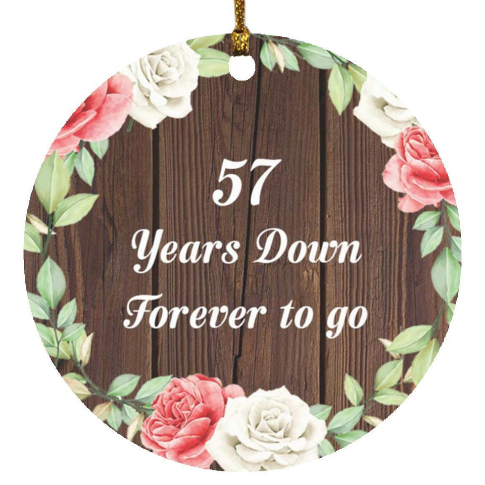 57th Anniversary 57 Years Down Forever to Go - Circle Ornament A