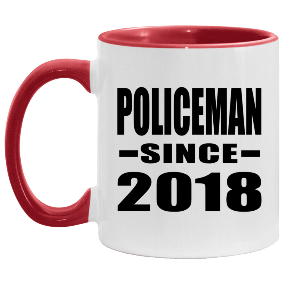 Policeman Since 2018 - 11oz Accent Mug Red