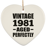 43rd Birthday Vintage 1981 Aged Perfectly - Heart Ornament