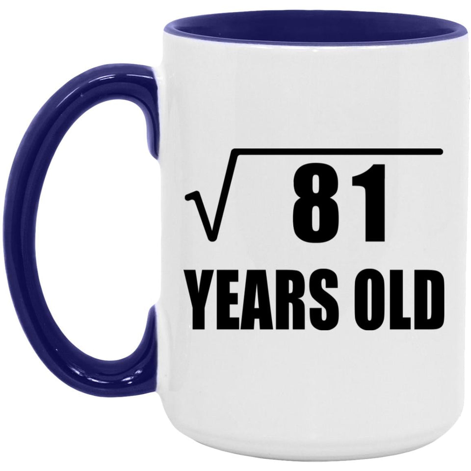 9th Birthday Square Root of 81 Years Old - 15oz Accent Mug Purple