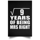 3rd Anniversary Square Root of 9 Years of Being Mrs Right - Poster Portrait