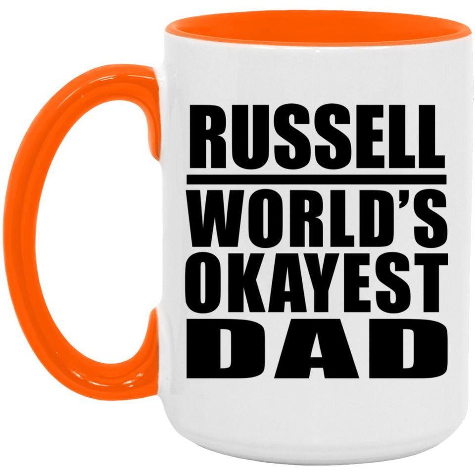 Russell World's Okayest Dad - 15oz Accent Mug Orange