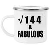 12th Birthday Square Root of 144 & Fabulous - 12oz Camping Mug