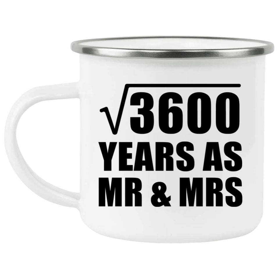 60th Anniversary Square Root of 3600 Years As Mr & Mrs - 12oz Camping Mug