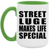 Street Luge Makes Life Special - 15oz Accent Mug Green