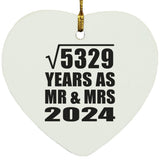 73rd Anniversary Square Root of 5329 Years As Mr & Mrs 2024 - Heart Ornament