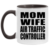 Mom Wife Air Traffic Controller - 11oz Accent Mug Black
