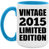 9th Birthday Vintage 2015 Limited Edition - 15oz Accent Mug Blue