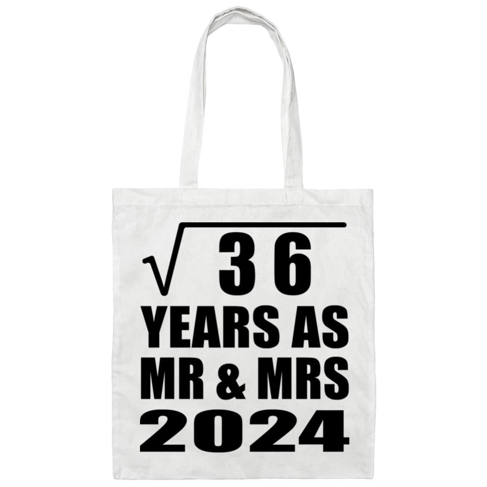 6th Anniversary Square Root of 36 Years As Mr & Mrs 2024 - Tote Bag White