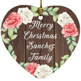 Merry Christmas Sanchez Family - Heart Ornament A