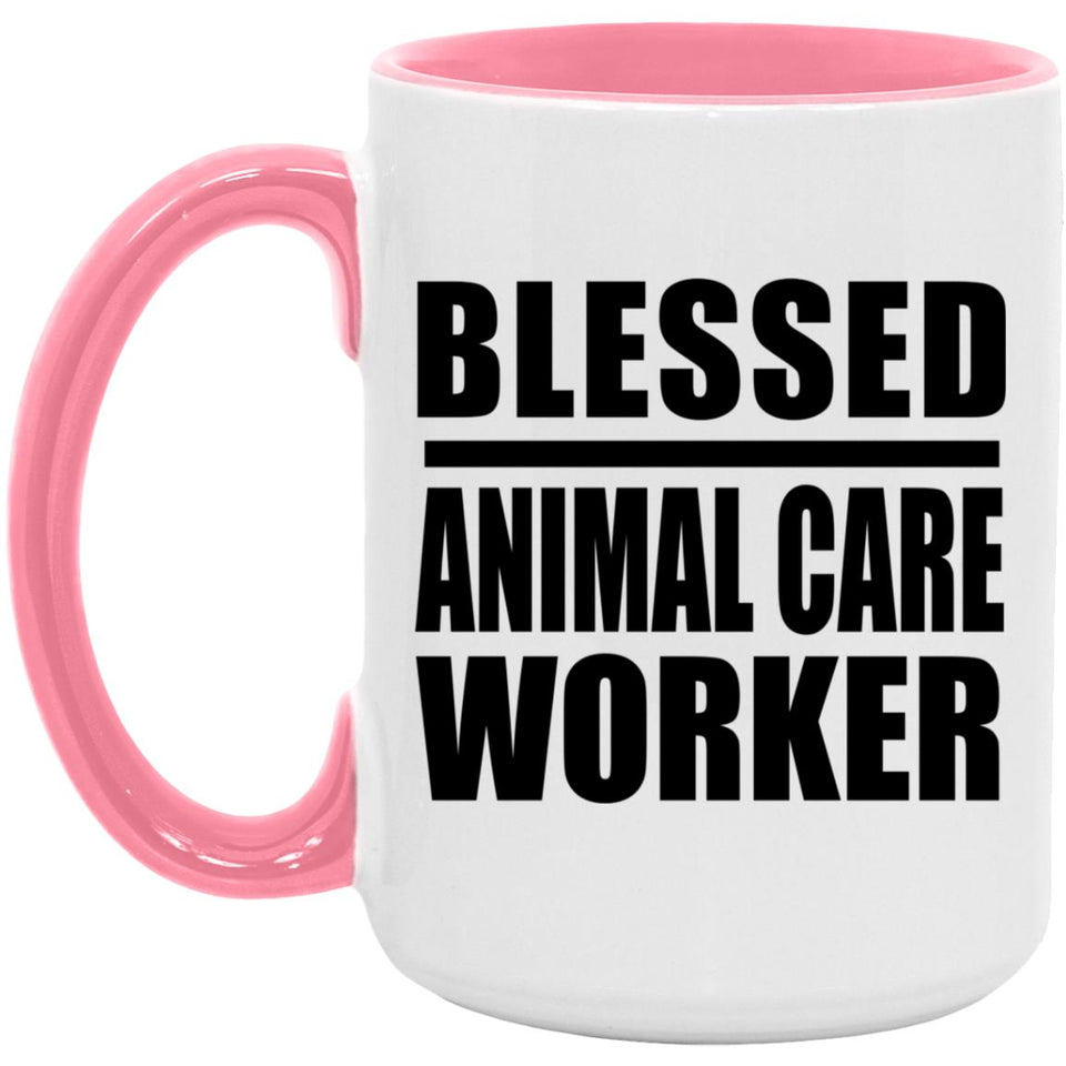 Blessed Animal Care Worker - 15oz Accent Mug Pink