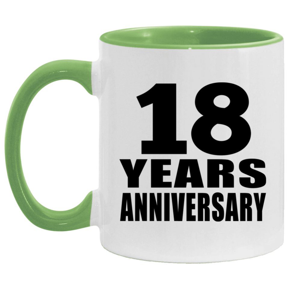 18th Anniversary 18 Years - 11oz Accent Mug Green