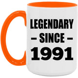 33rd Birthday Legendary Since 1991 - 15oz Accent Mug Orange