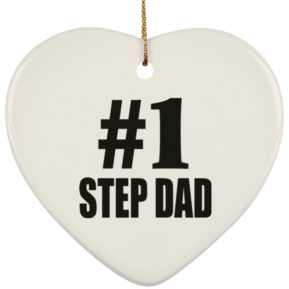 Number One #1 Step Dad - Heart Ornament