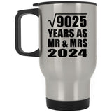 95th Anniversary Square Root of 9025 Years As Mr & Mrs 2024 - Silver Travel Mug