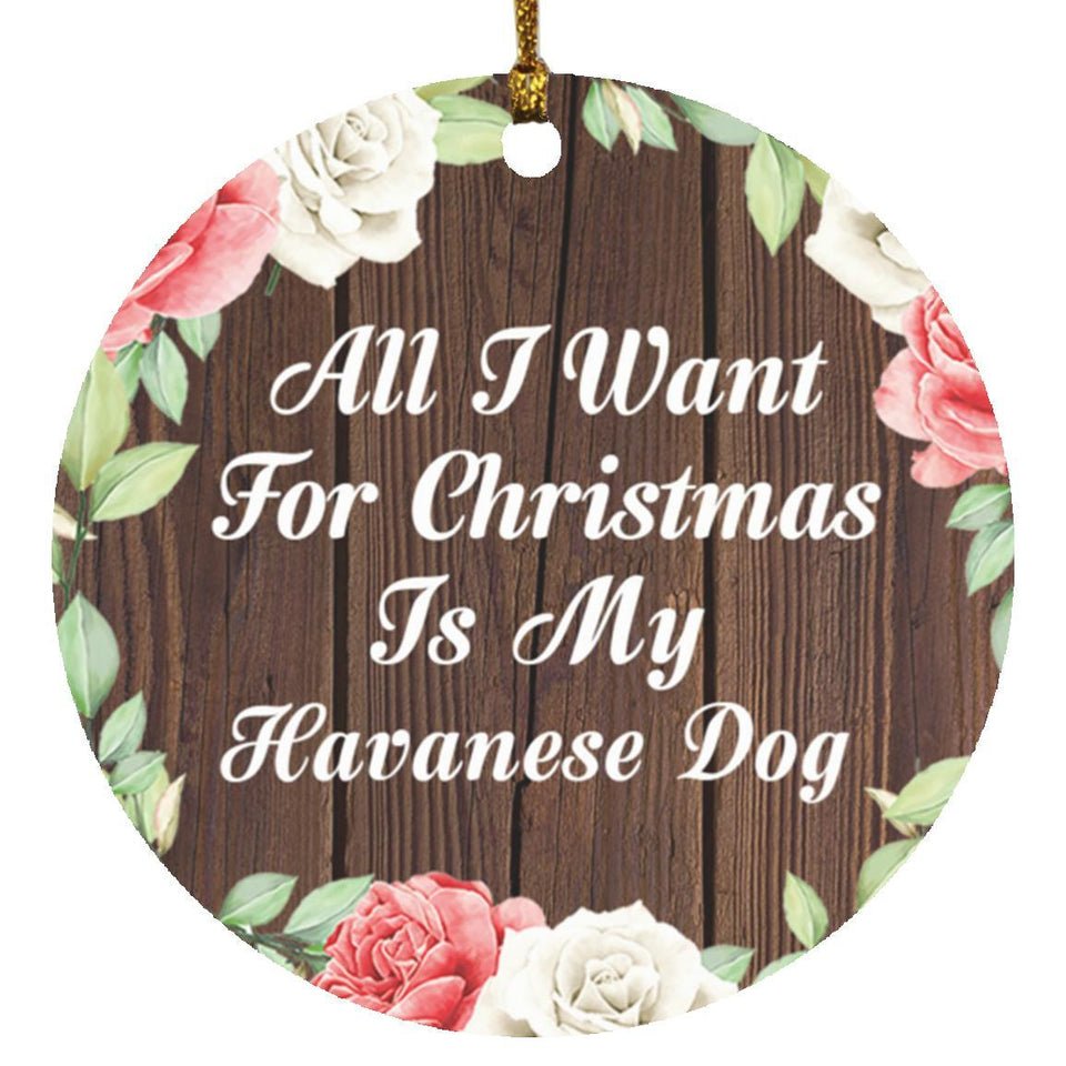 All I Want For Christmas Is My Havanese Dog - Circle Ornament A