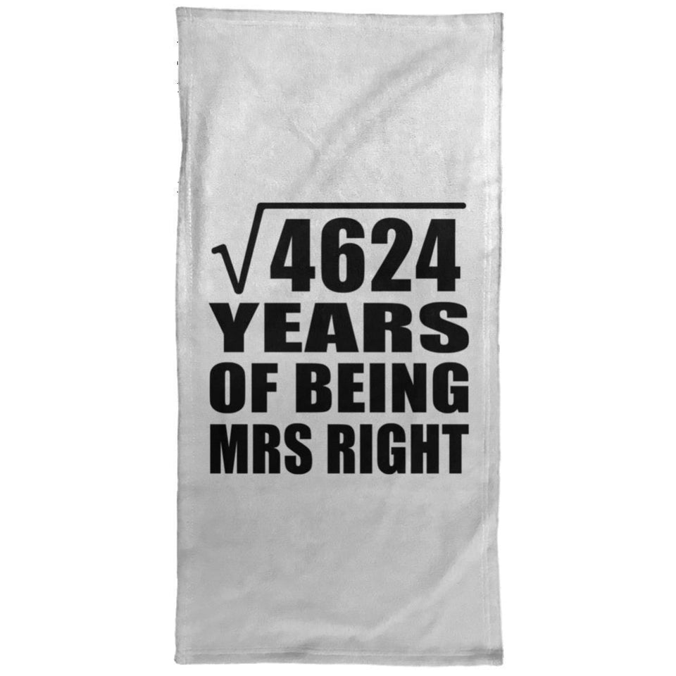 68th Anniversary Square Root of 4624 Years of Being Mrs Right - Hand Towel