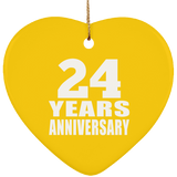 24th Anniversary 24 Years - Heart Ornament