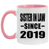 Sister In Law Since 2019 - 11oz Accent Mug Pink