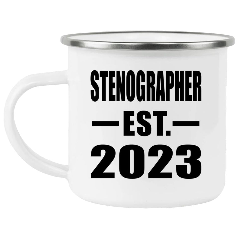 Stenographer Established EST. 2023 - 12oz Camping Mug