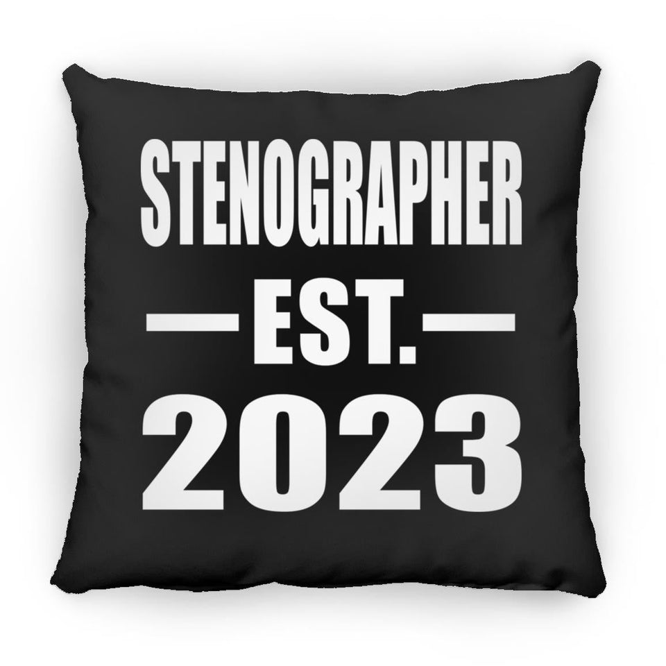 Stenographer Established EST. 2023 - Throw Pillow Black