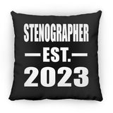Stenographer Established EST. 2023 - Throw Pillow Black