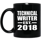 Technical Writer Established EST. 2018 - 11 Oz Coffee Mug Black
