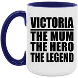 Victoria The Mum The Hero The Legend - 15oz Accent Mug Purple