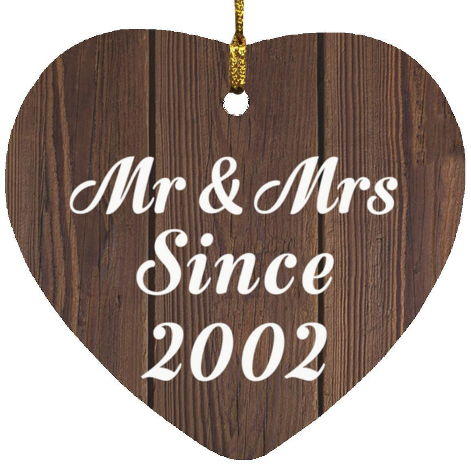 22nd Anniversary Mr & Mrs Since 2002 - Heart Ornament D