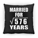 24th Anniversary Married For Square Root of 576 Years - Throw Pillow Black