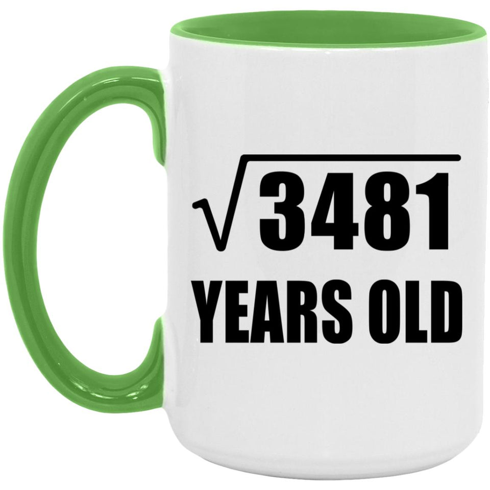 59th Birthday Square Root of 3481 Years Old - 15oz Accent Mug Green