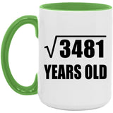59th Birthday Square Root of 3481 Years Old - 15oz Accent Mug Green