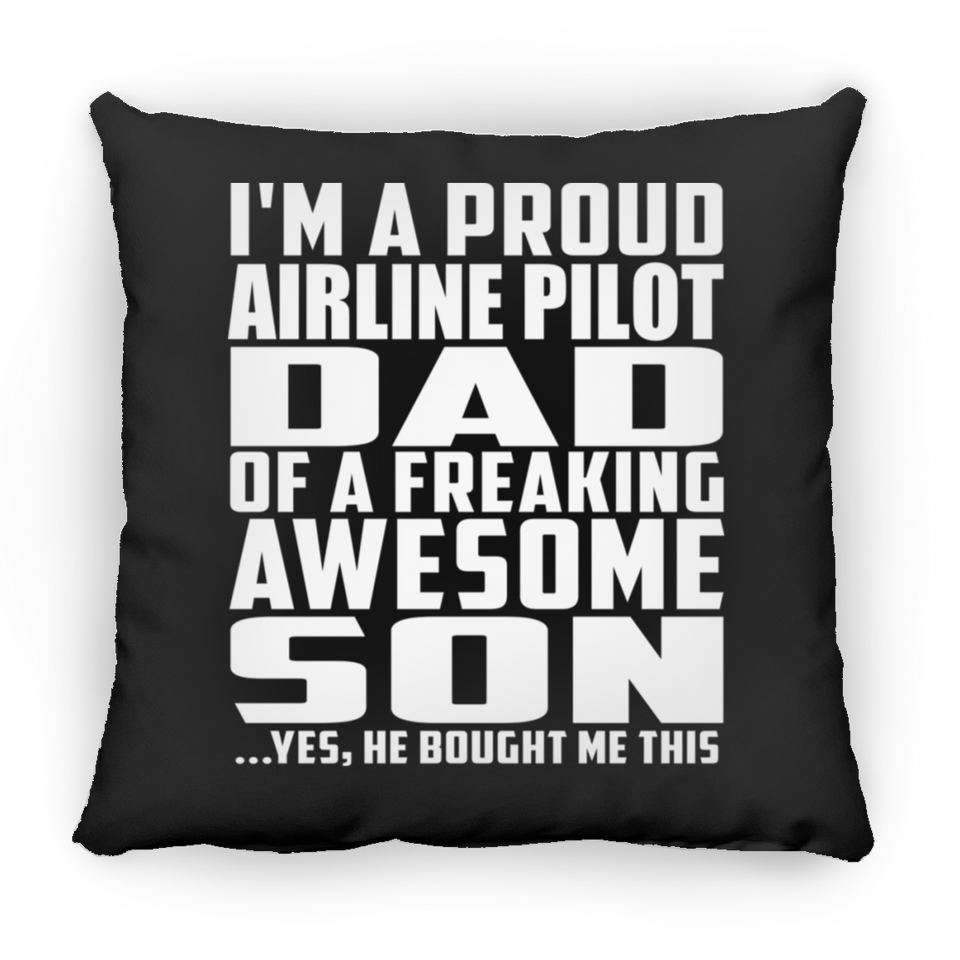 Proud Airline Pilot Dad Of Awesome Son - Throw Pillow Black
