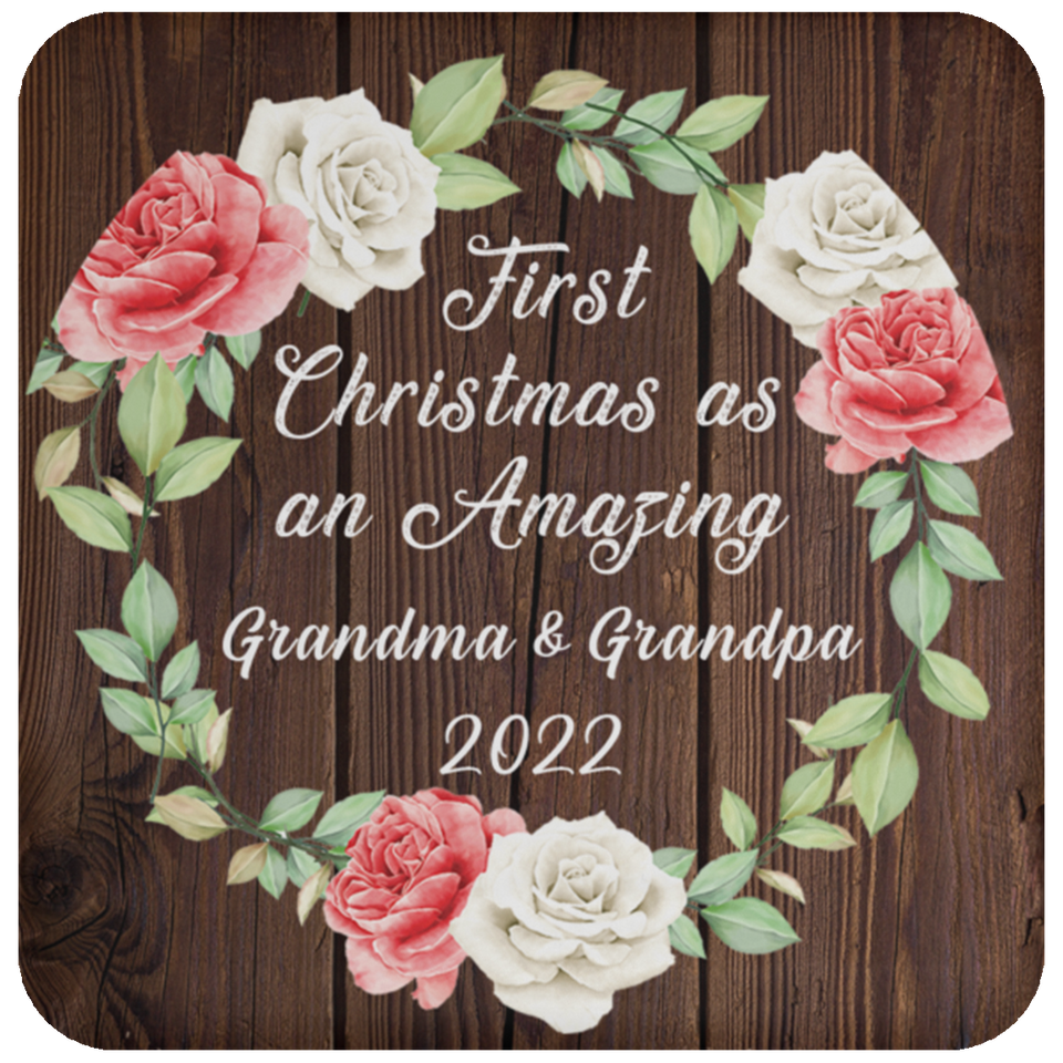 First Christmas As an Amazing Grandma & Grandpa 2022 - Drink Coaster A